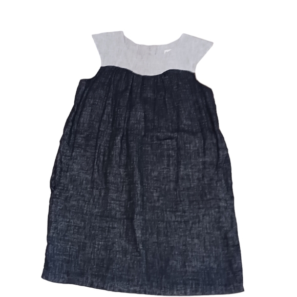 Final Touch 100% Cotton 2-Toned Colorblock Sleeveless Dress Large Lagenlook - Picture 2 of 4